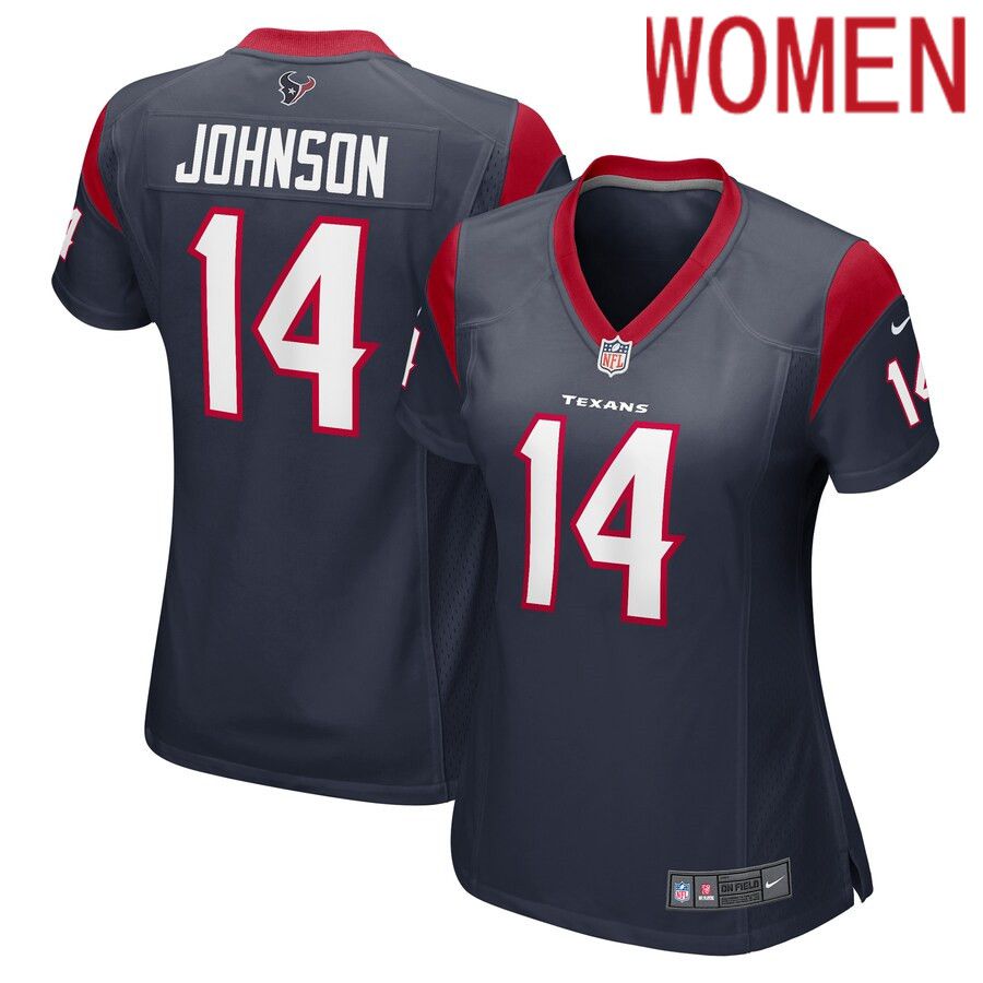 Women Houston Texans #14 Tyler Johnson Nike Navy Game Player NFL Jersey